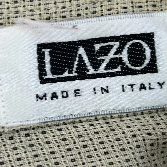 Lazo Men's Vintage Italian Designer Tan Patterned Shirt Size 2XB - Picture 3 of 8